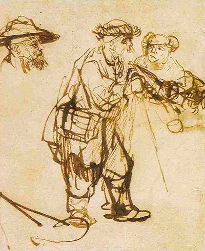 Blind Old Man Guided by a Woman Rembrandt
